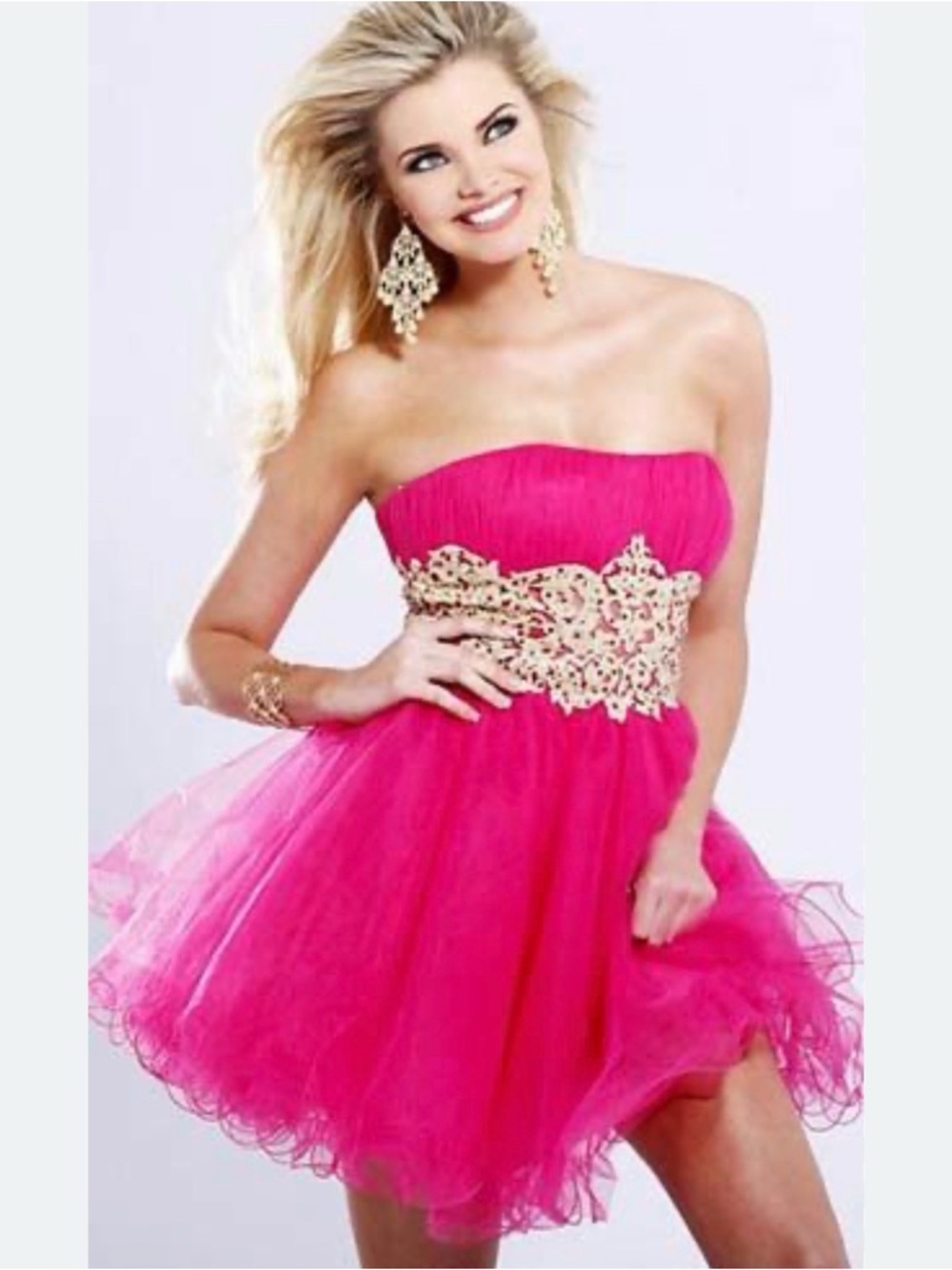 Vintage Elegant Pink and Gold Dress - Sherri Hill